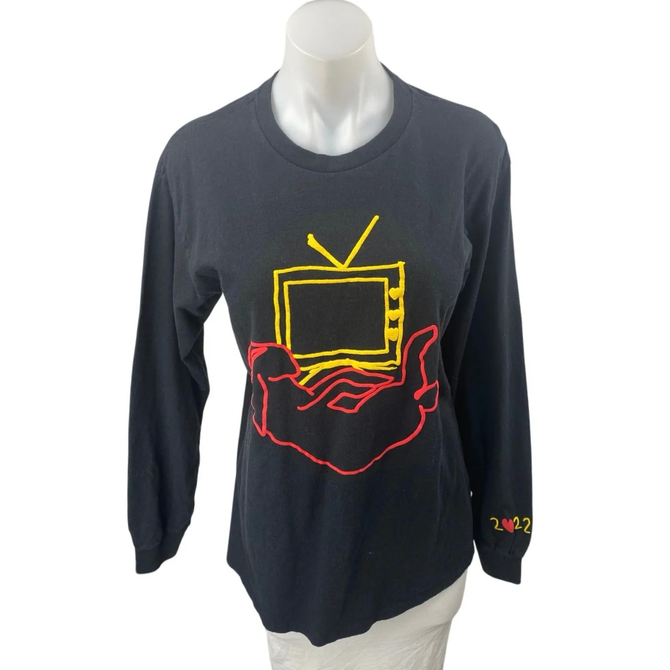 Harry Styles Love On Tour Bunny TV Women's Black Long Sleeve T-Shirt Tee Top M