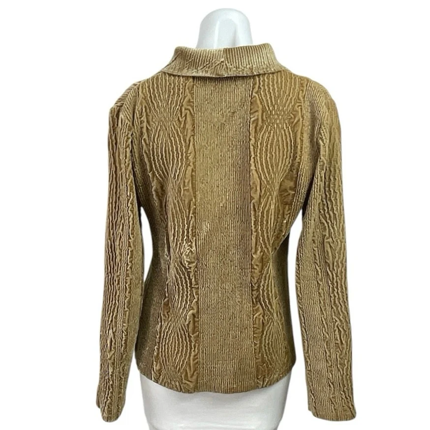 Harve Benard Women's Tan Velvet Velour Button Front Blazer Coat Jacket Size 8 - Image 3