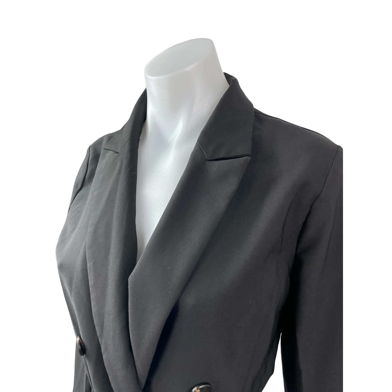 HAVE Women's Black Long Sleeve Double Breasted Belted Trench Coat Jacket Size S - Image 2