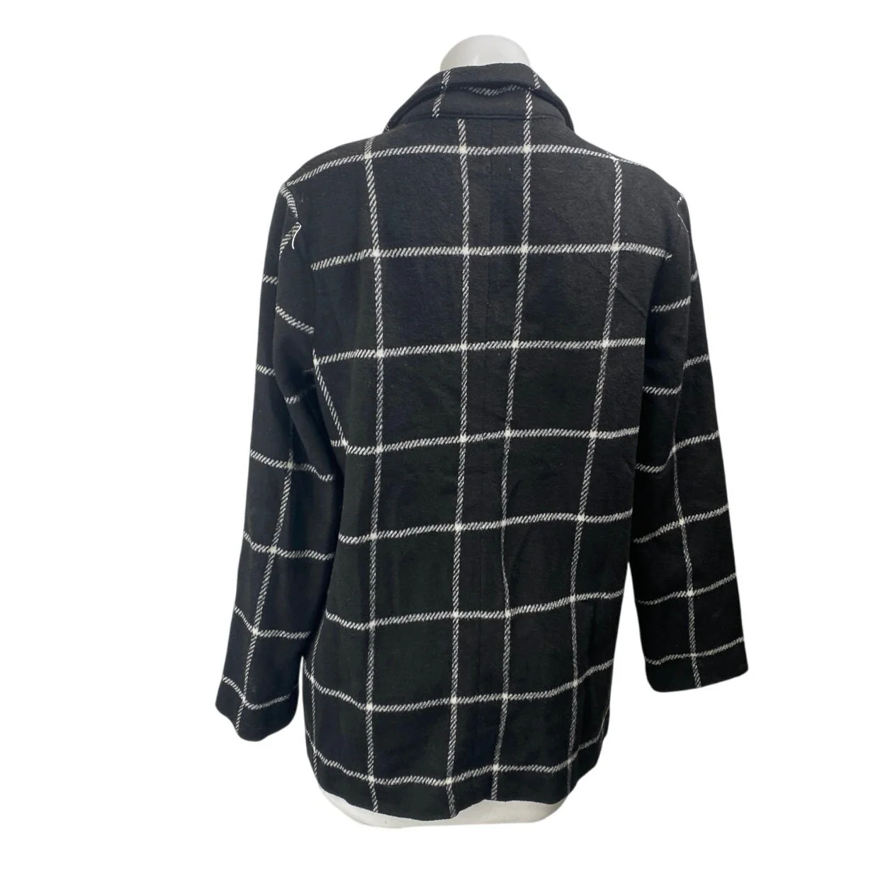 HAVE Women's Black Wool Checkered Plaid Notch Collar Blazer Coat Jacket Size M - Image 2