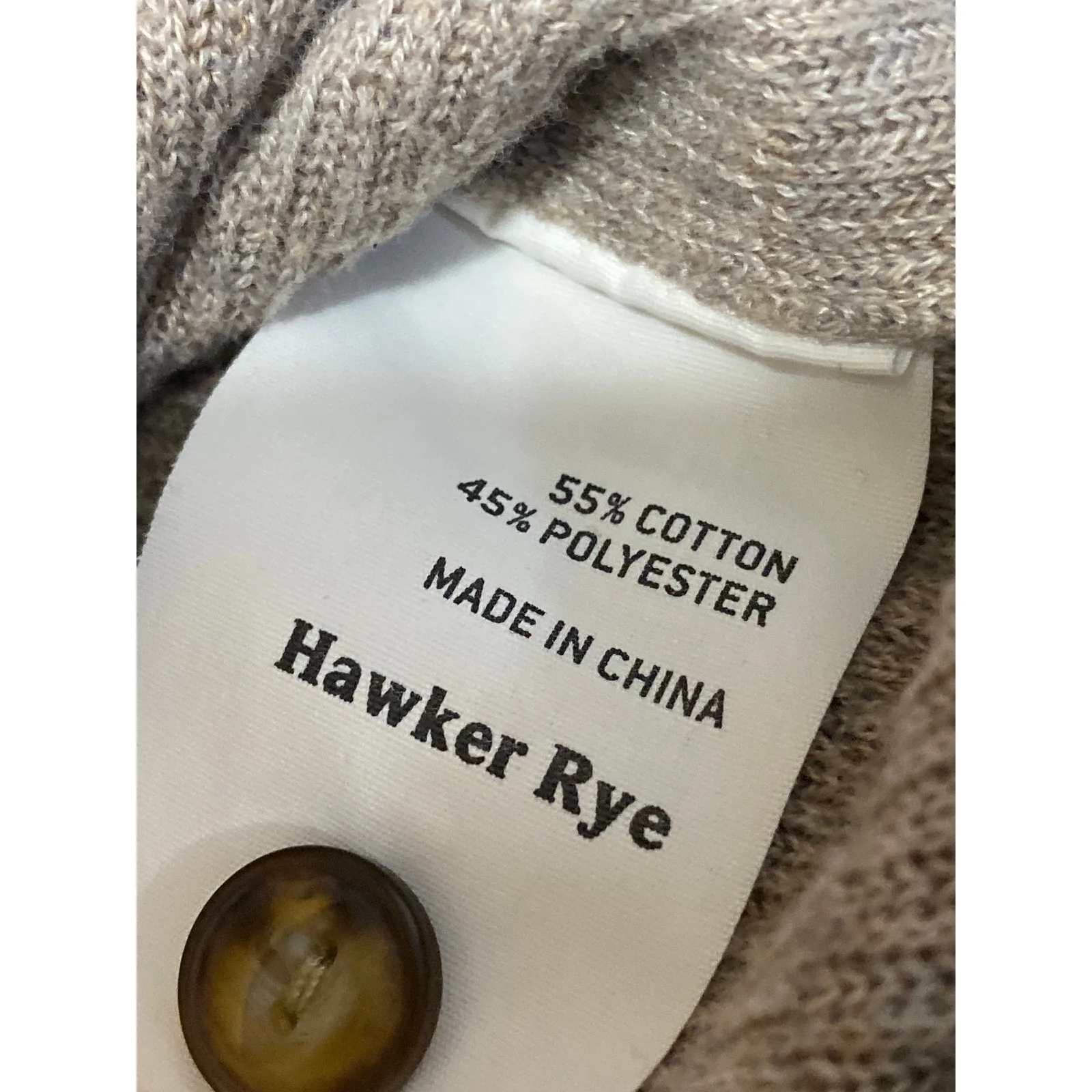 Hawker Rye Brown Tan Waffle Knit Hooded Long Sleeve Henley Sweatshirt Sweater L - Image 4