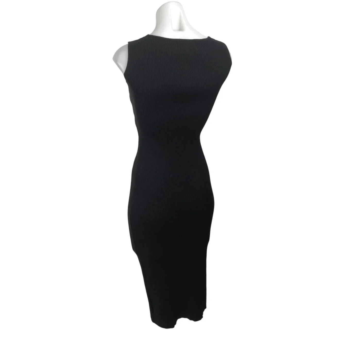 Heartloom Black Rib Knit Sleeveless V-neck Keyhole Mini Tank Bodycon Dress Size S - Image 2