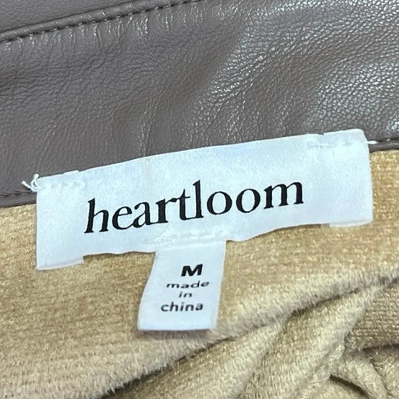 Heartloom Tan Brown Vegan Faux Leather Short Sleeve Belted Button Shirt Dress M - Image 7