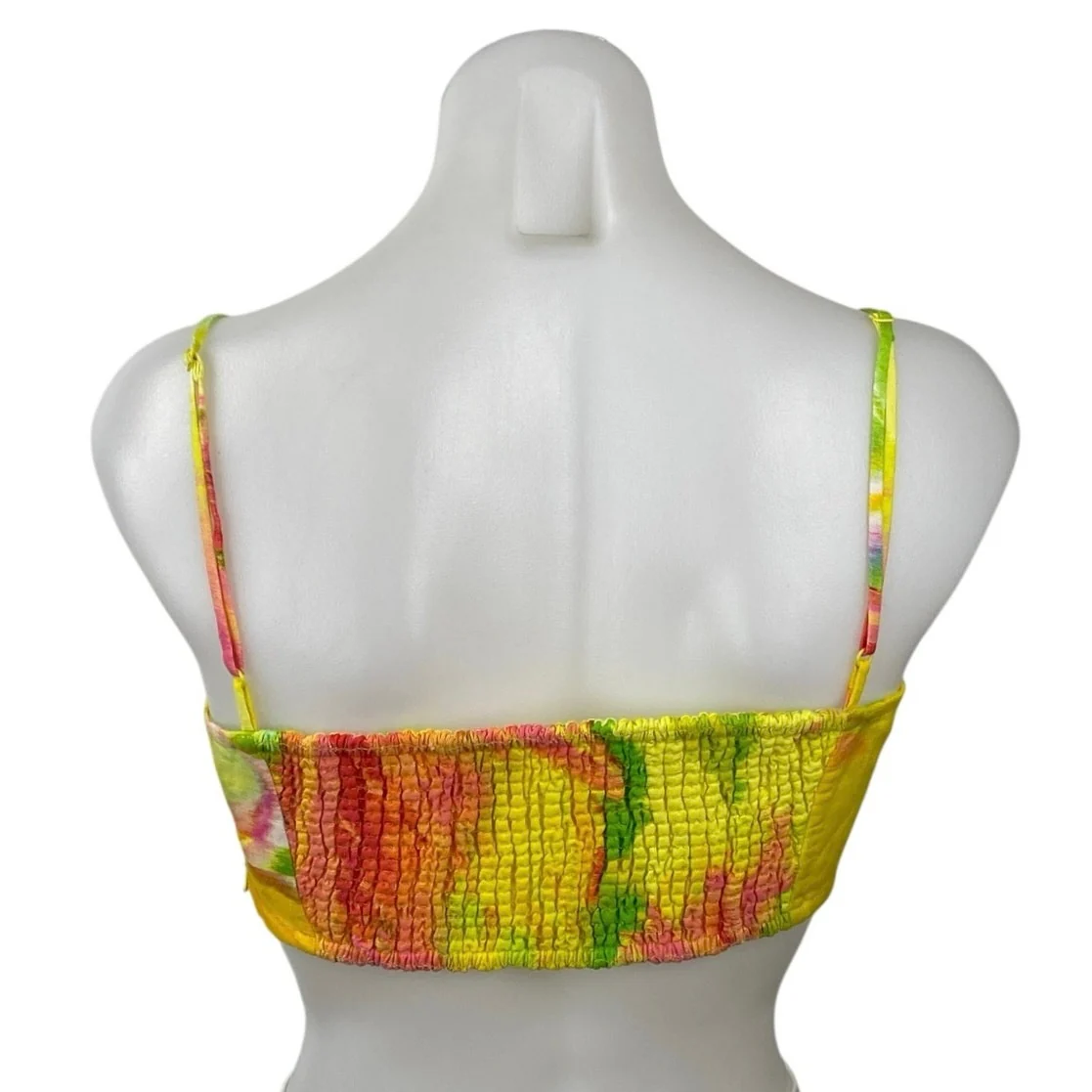 Hemant & Nandita Mina Yellow Floral Sleeveless Cami Bandeau Cropped Tank Top S - Image 3