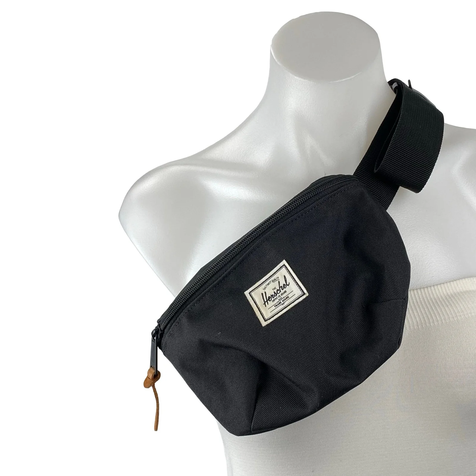 Herschel Classic Unisex Black Zip Striped Lined Travel Hip Pack Belt Bag OS