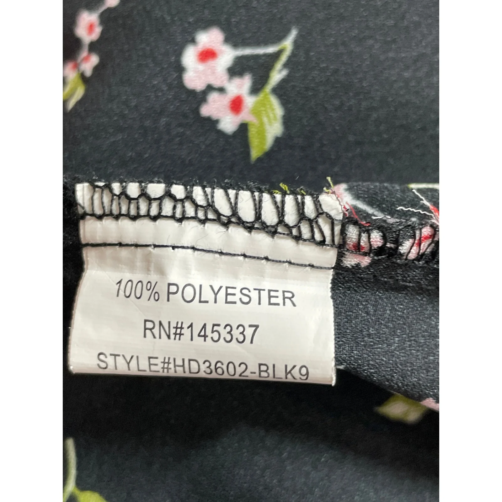 Hesperus Black Floral Ditsy Short Puff Sleeve Tie Smocked A Line Midi Dress Sz M - Image 7