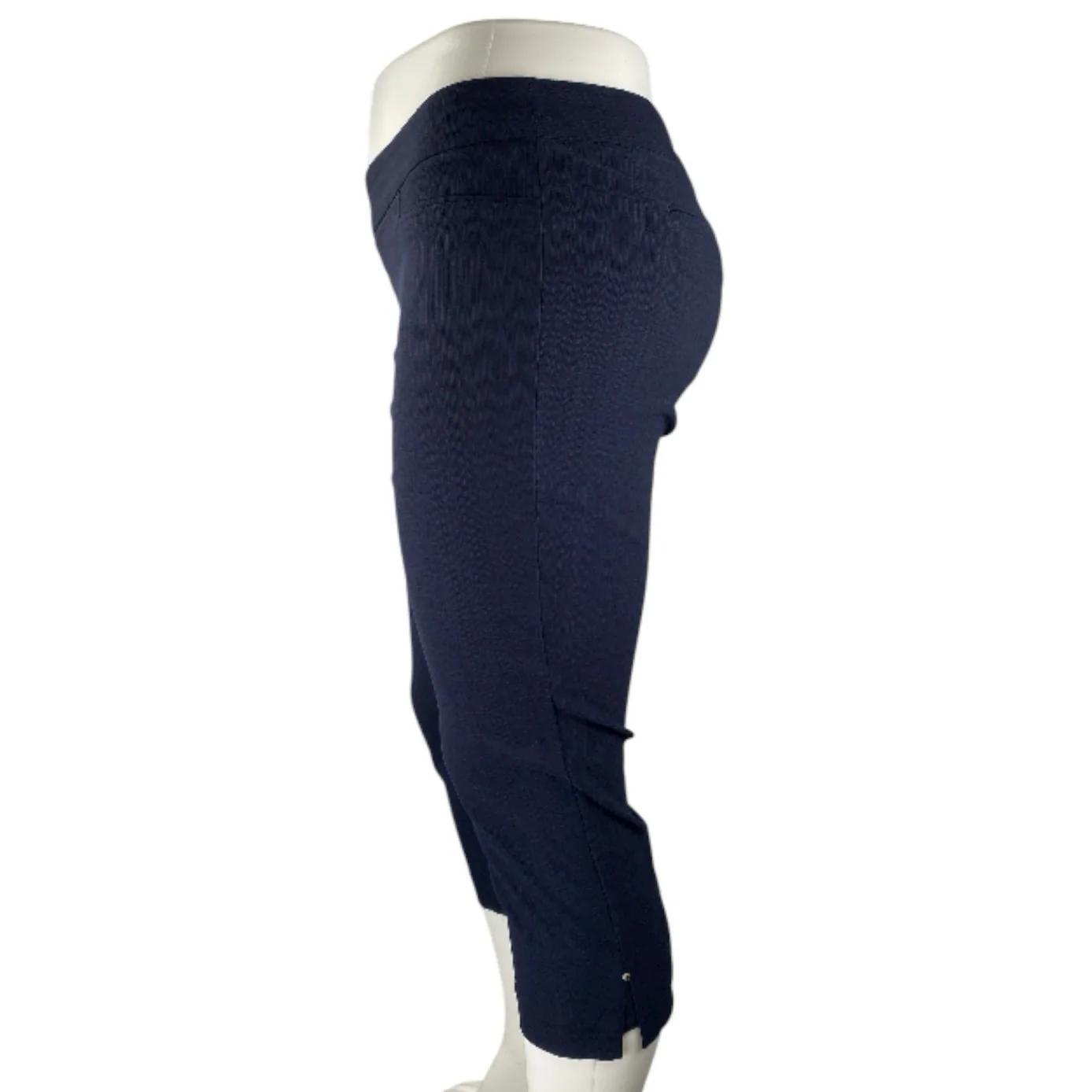 Hilary Radley Women Navy Blue Pull On High Rise Capri Cropped Trousers Pants XXL - Image 2