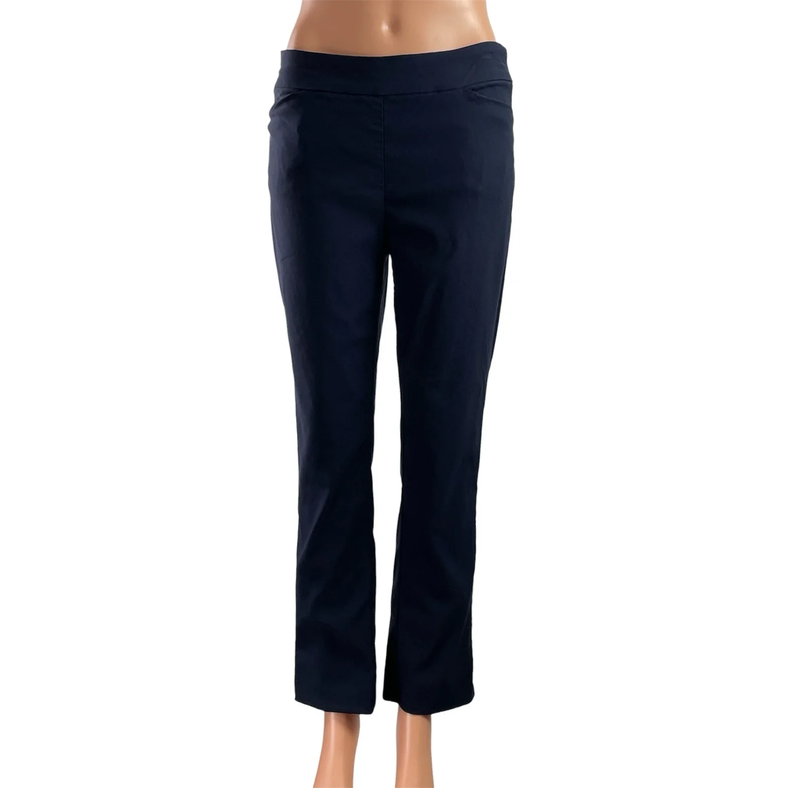 Hilary Radley Womens Blue Mid Rise Slim Fit Flared Leg Trousers Dress Pants Sz S