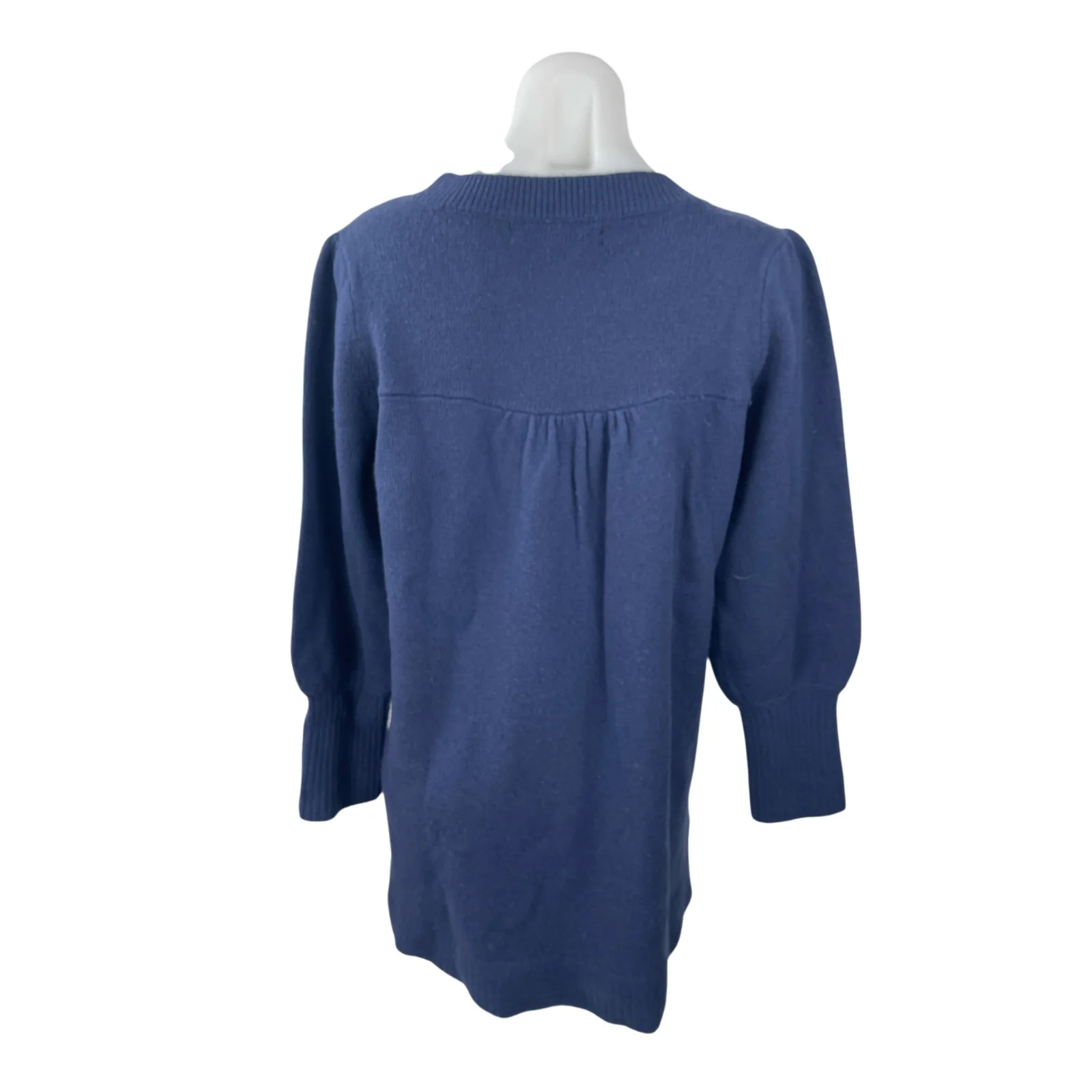 Hill House 100% Wool Women's Navy Blue Crew Neck Long Sleeve Tunic Sweater Top S - Image 4