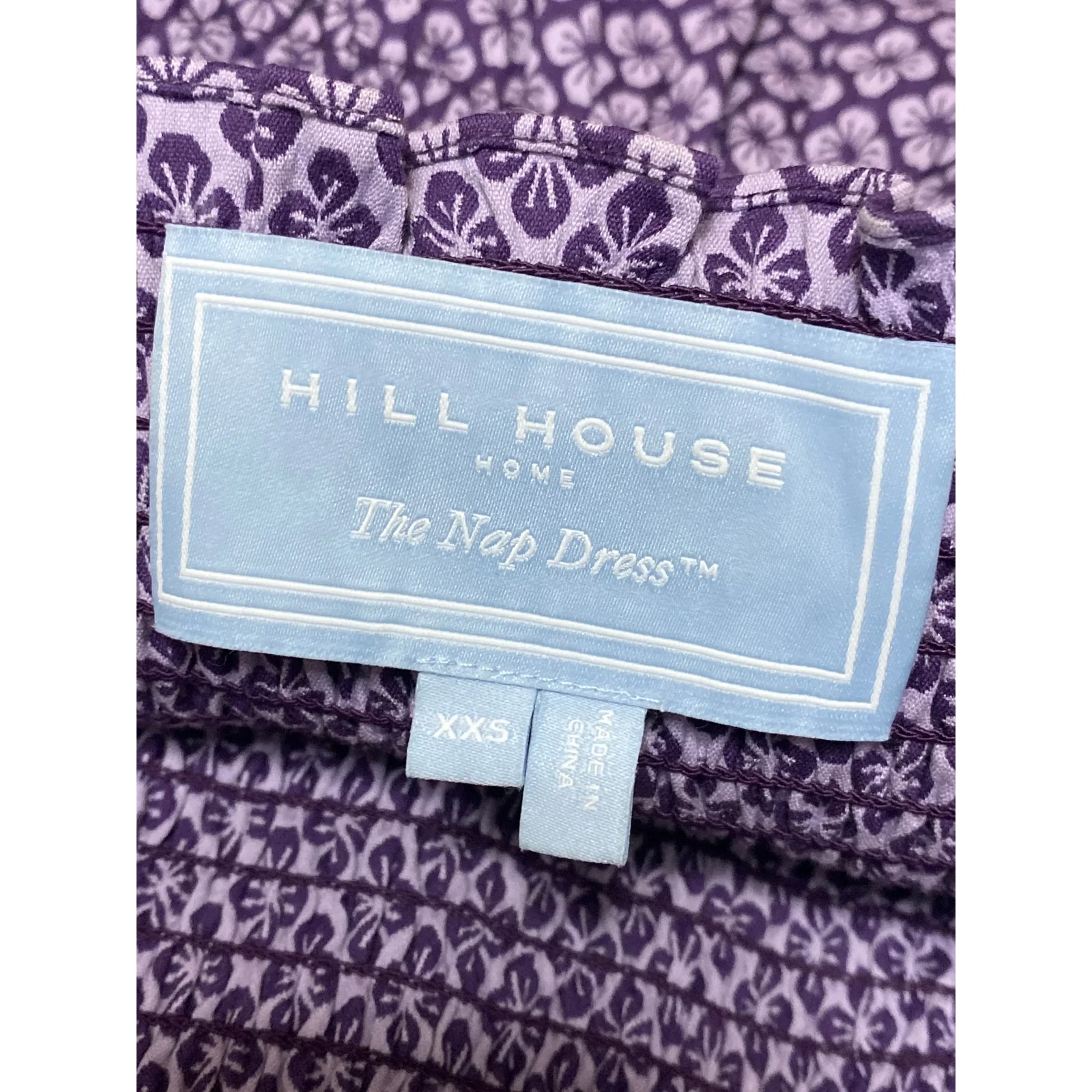 Hill House Athena Nap Purple Floral Smocked Puff Sleeve Mini A-Line Dress Sz XXS - Image 5