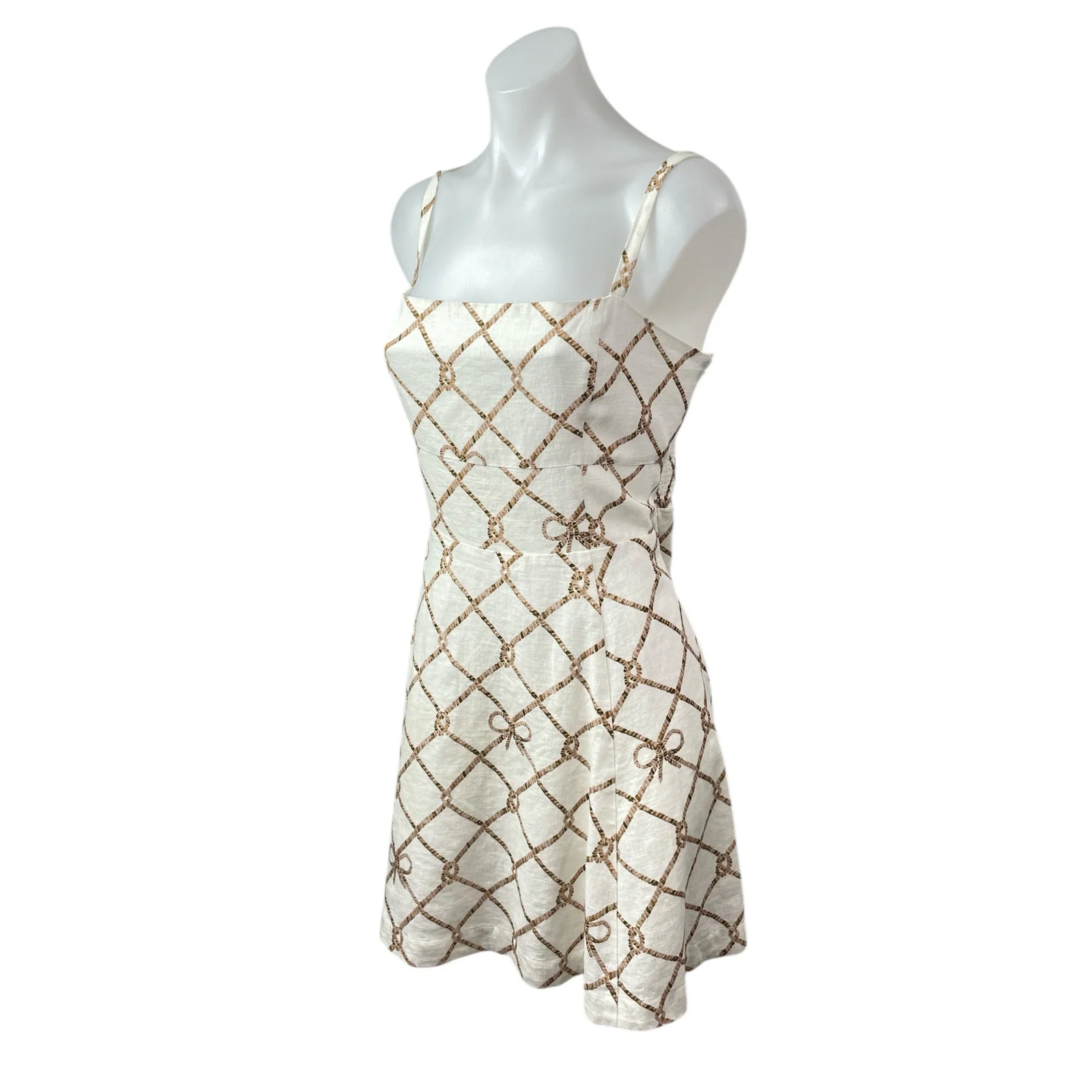 Hill House Home The Margot White Knot Linen Sleeveless Fit & Flare Mini Dress XL - Image 3