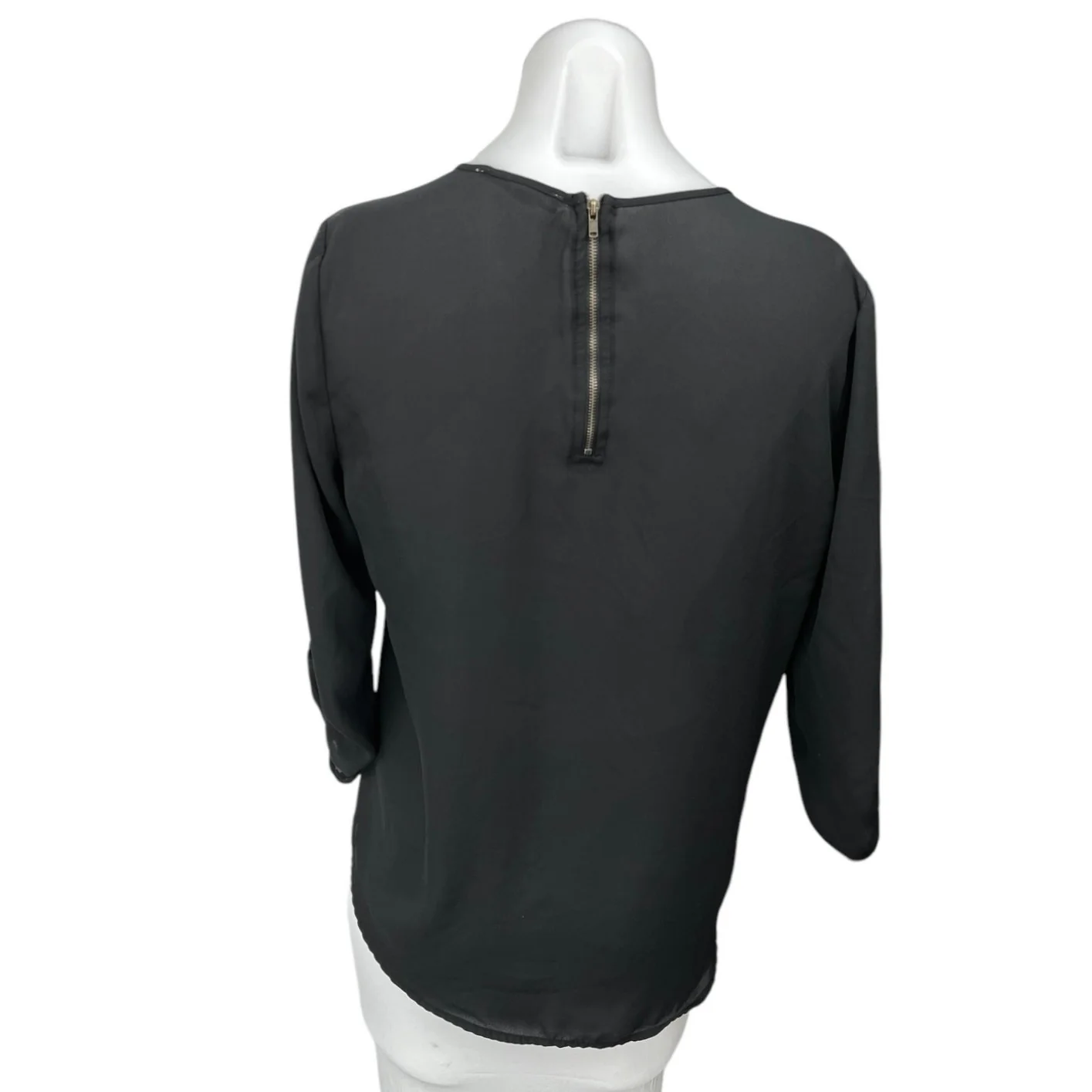 Hippie Rose Black Half Sleeve V Neck Lightweight Relaxed Fit Blouse Top Size M - Image 2