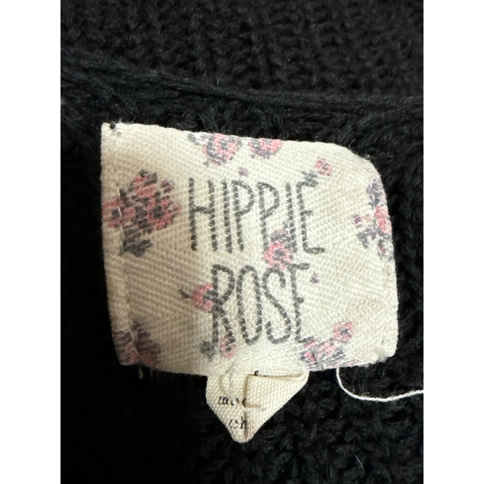 Hippie Rose Women's Black Long Sleeve Knit Open Cardigan Sweater Top Size L - Image 3