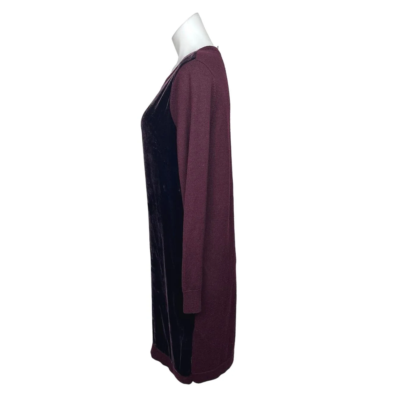 Hobbs London Benita Maroon Red Velvet Wool Silk Long Sleeve Sweater Dress Size 6 - Image 5