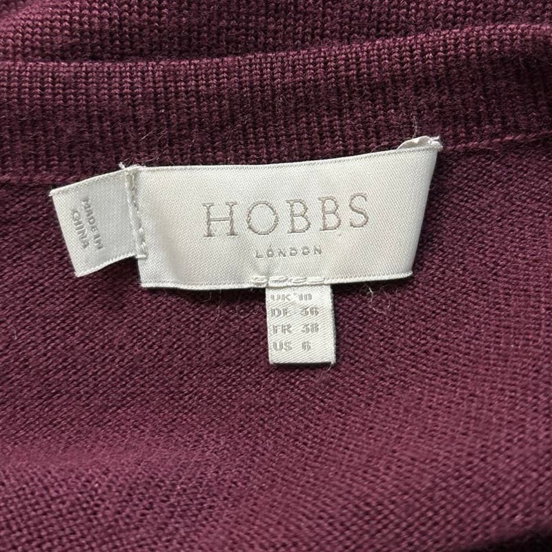 Hobbs London Benita Maroon Red Velvet Wool Silk Long Sleeve Sweater Dress Size 6 - Image 7