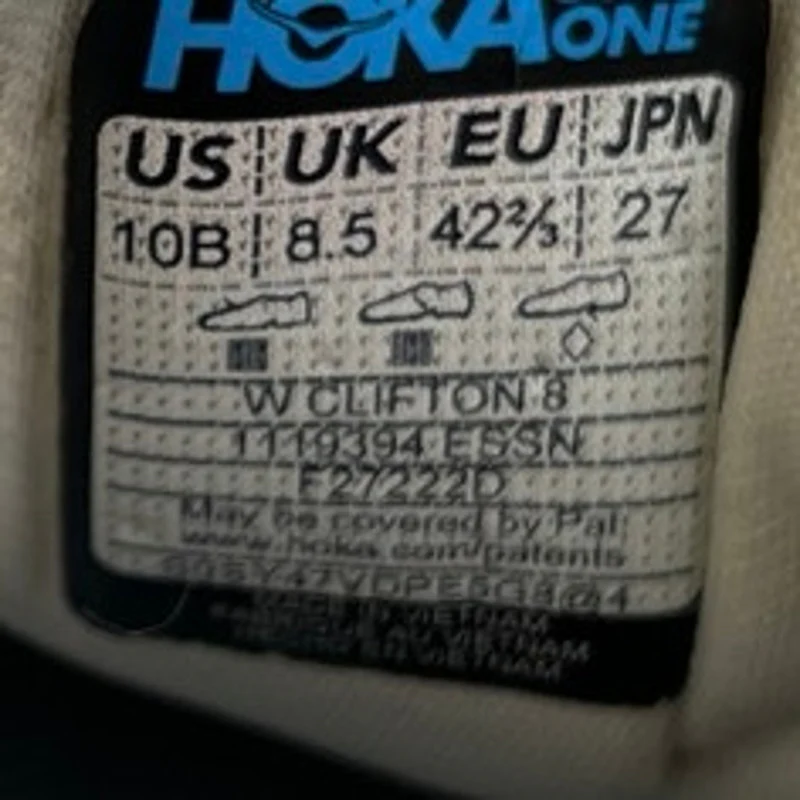 Hoka One One Clifton 8 Women's White Lace Up Trainers Running Sneakers Shoes 10B - Image 5