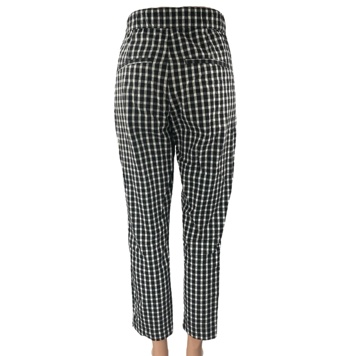 Hollister Black Plaid Checkered Straight Leg High Waist Trousers Dress Pants M - Image 3