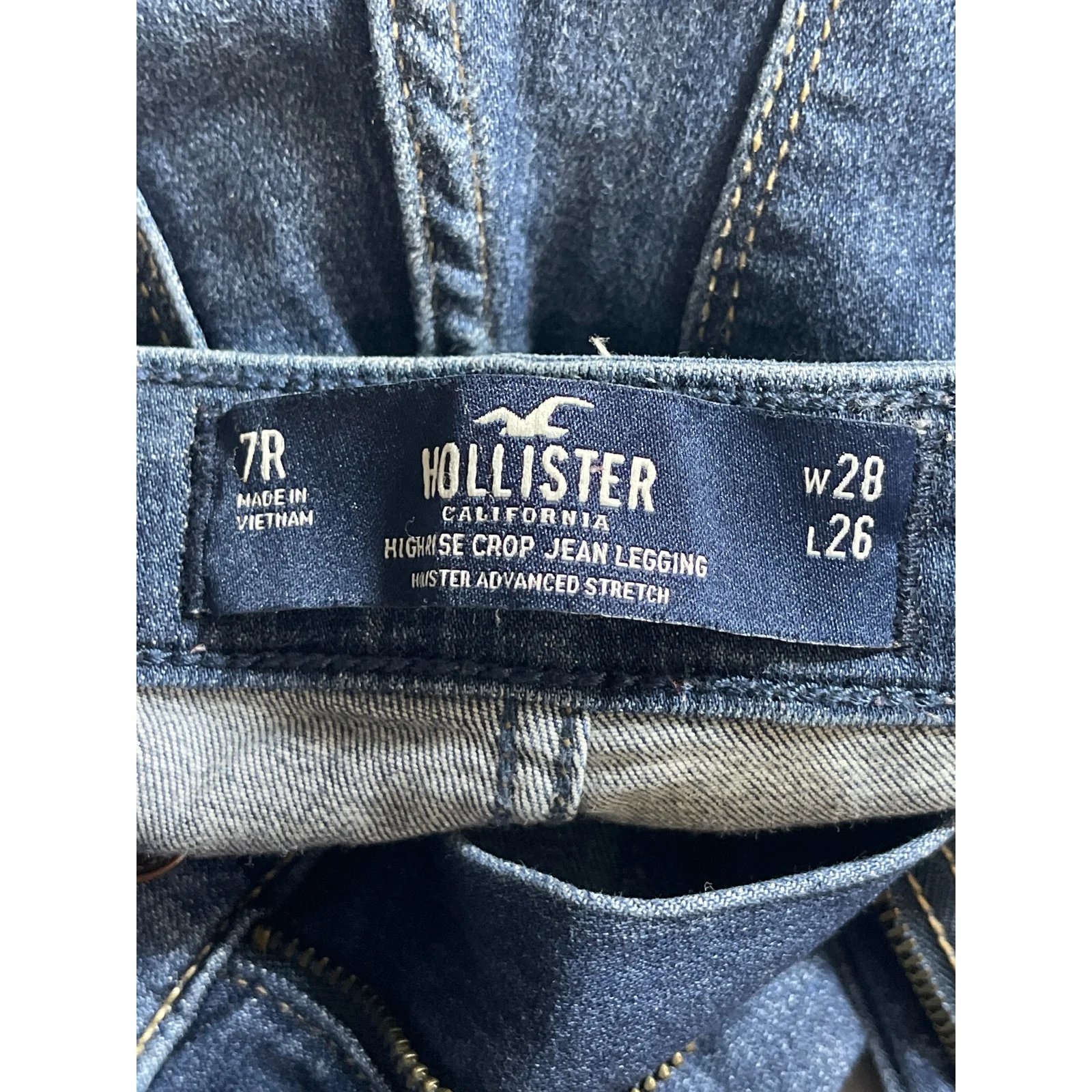 Hollister Blue High Rise Distressed Ripped Skinny Mom Denim Jeans Pants W28/ L26 - Image 4