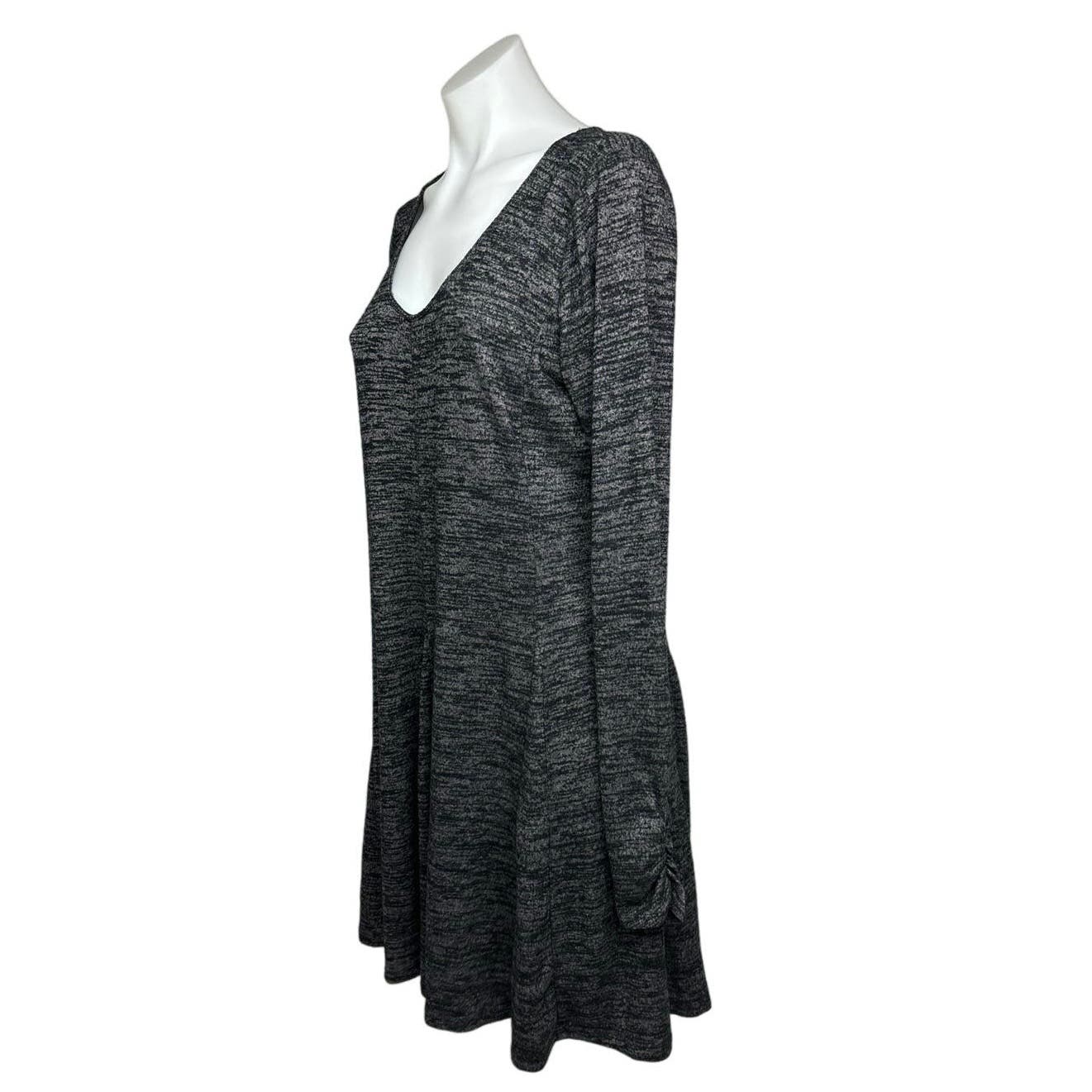 Hollister Dark Gray Jersey Long Sleeve Scoop Neck Fit & Flare Sweater Dress Sz L - Image 2