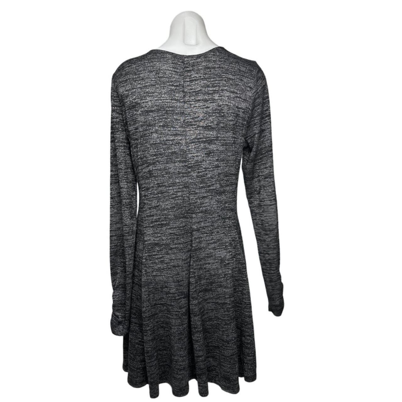 Hollister Dark Gray Jersey Long Sleeve Scoop Neck Fit & Flare Sweater Dress Sz L - Image 3
