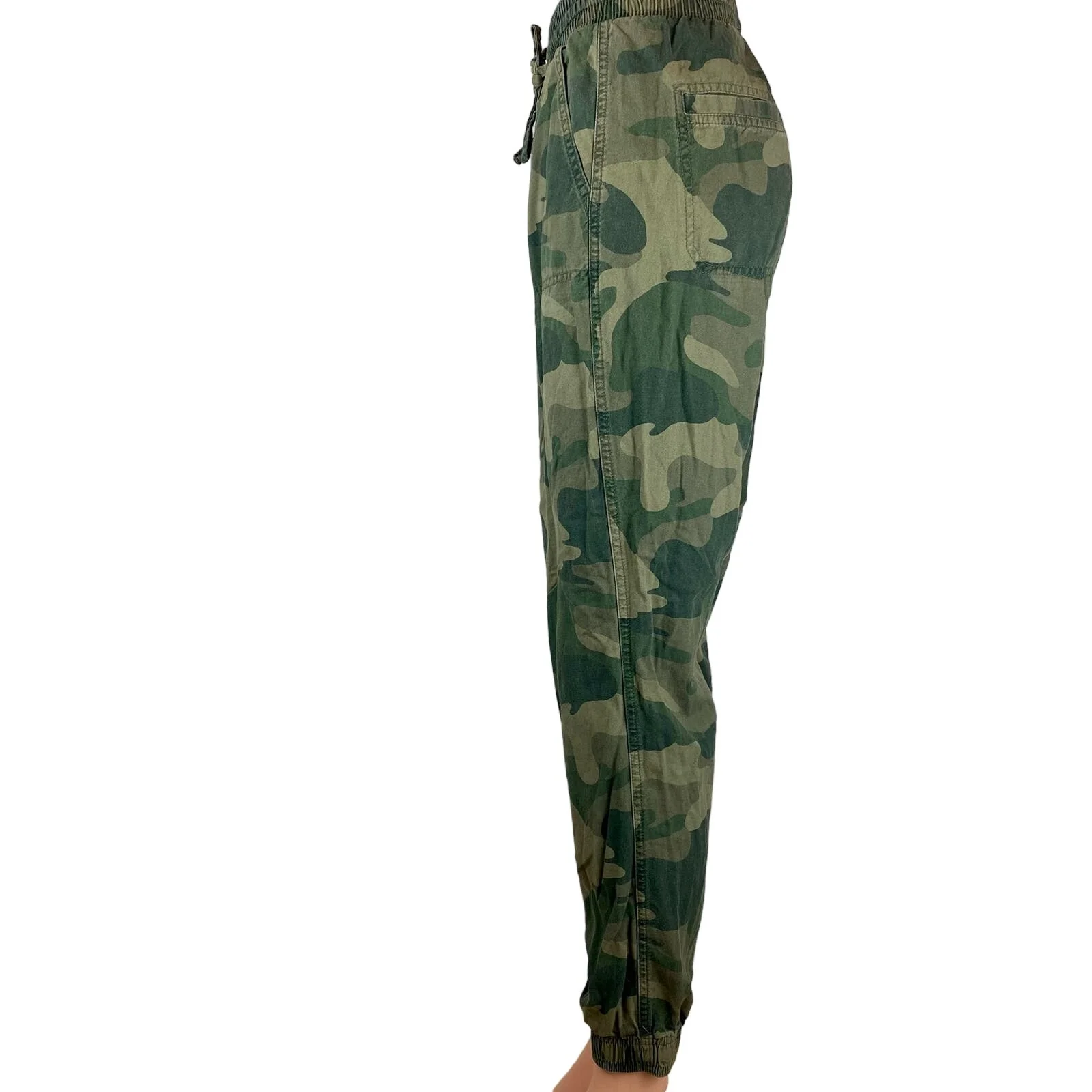 Hollister Green Camouflage Ultra High Rise Drawstring Jogger Trouser Pants Sz XS - Image 2