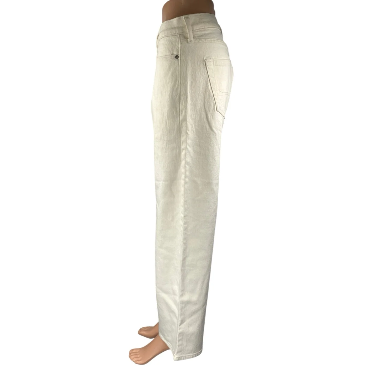 Hollister Women's White Cream High Waist Wide Leg Baggy Denim Jeans Pants Sz 30 - Image 2