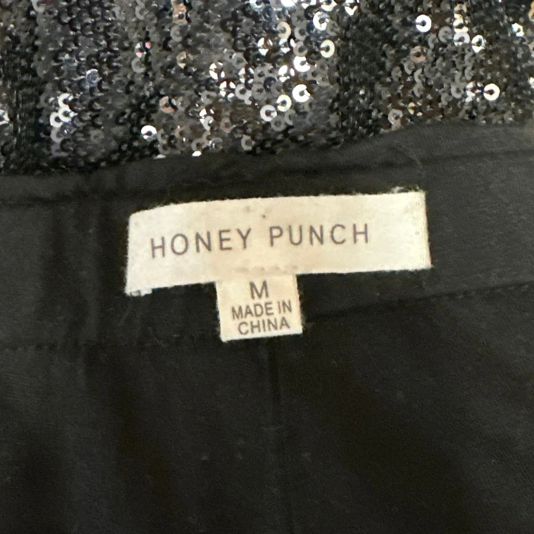Honey Punch Black Sequin Sparkle High Waisted Skinny Leg Trousers Pants Size M - Image 5