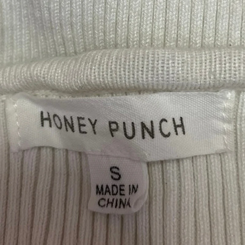Honey Punch White Ribbed Knit Strapless Sweetheart Tube Bodysuit Top Size S - Image 4