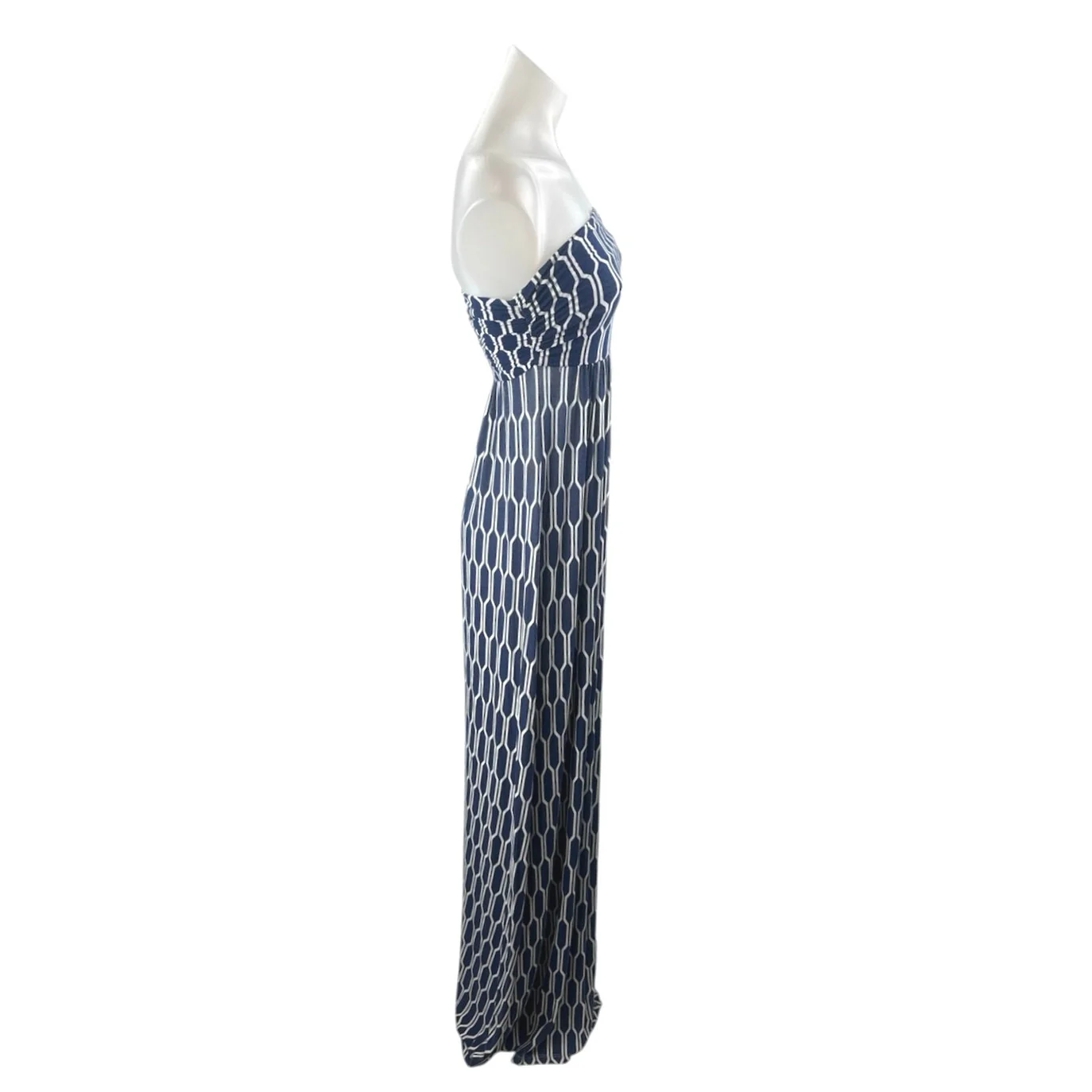 Hourglass Lilly Geometric Ikat Strapless Tube Bandeau Summer Maxi A-Line Dress S - Image 2