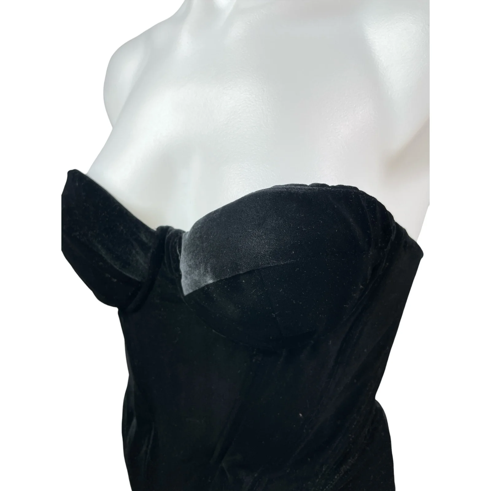 House of CB Black Velvet Velour Sweetheart Strapless Bustier Corset Top Size M - Image 3