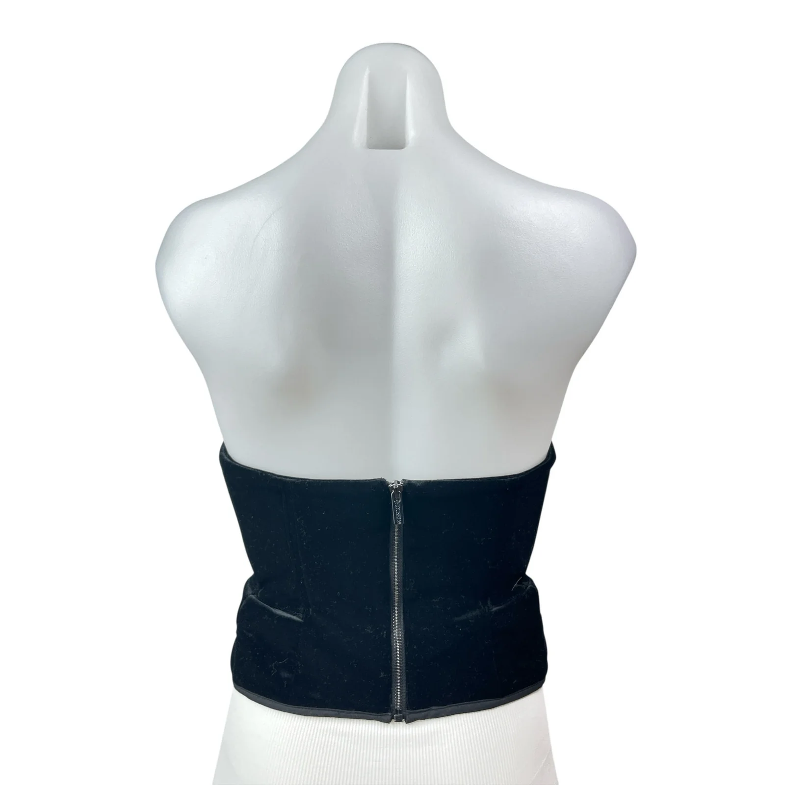 House of CB Black Velvet Velour Sweetheart Strapless Bustier Corset Top Size M - Image 4