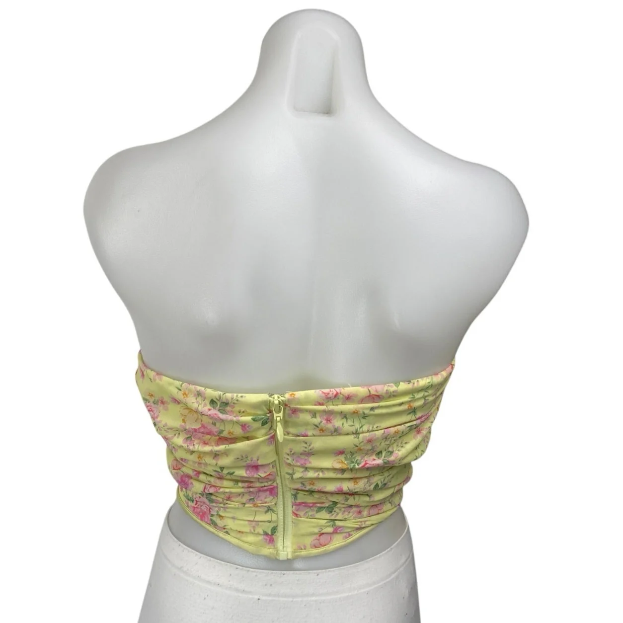 House of CB Vivienne Yellow Floral Strapless Drape Corset Bustier Crop Top XS - Image 2