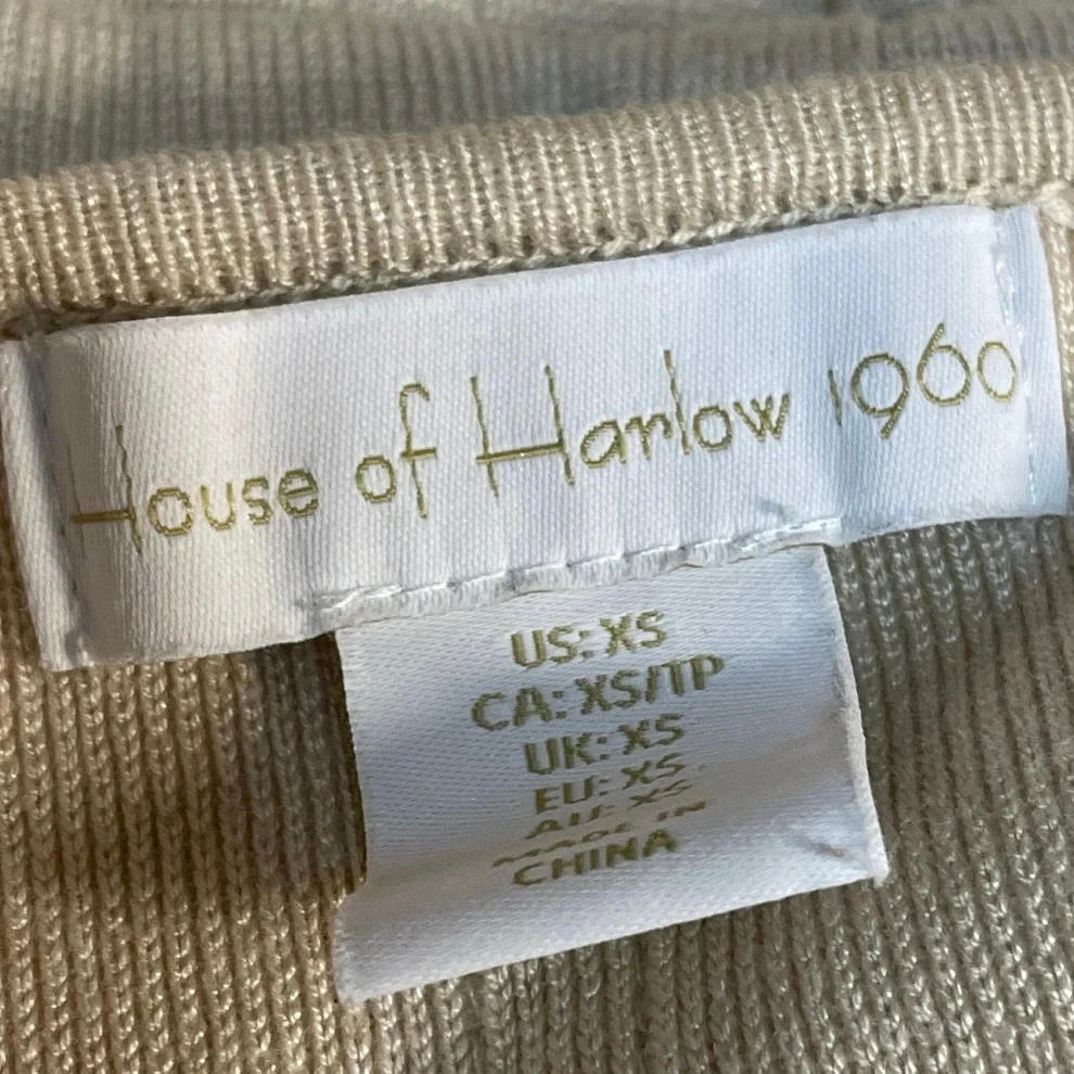 House of Harlow 1960 Beige Knit Sleeveless Square Neck Crop Corset Tank Top XS - Image 5
