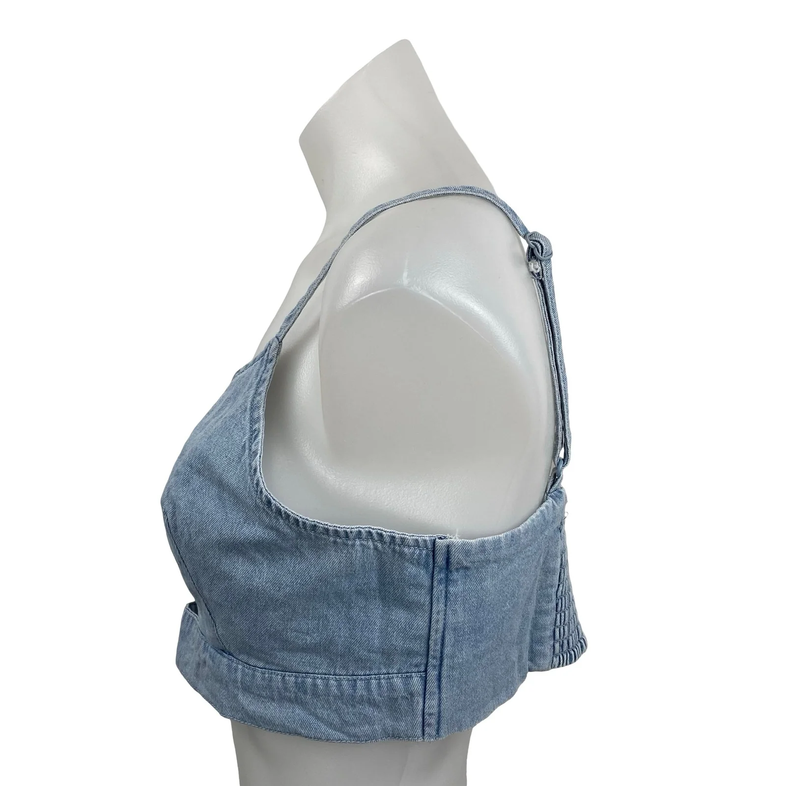 House of Harlow 1960 Blue Denim Cutout Sleeveless Bralette Crop Cami Tank Top 10 - Image 2