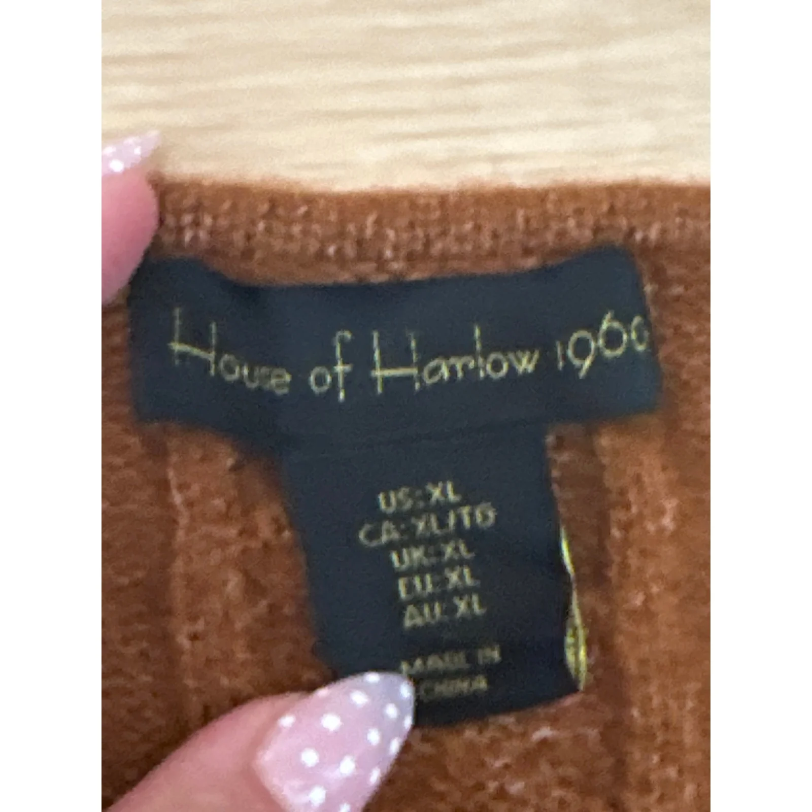 House of Harlow 1960 Brown Sleeveless Cable Knit Cami Crop Sweater Tank Top XL - Image 3