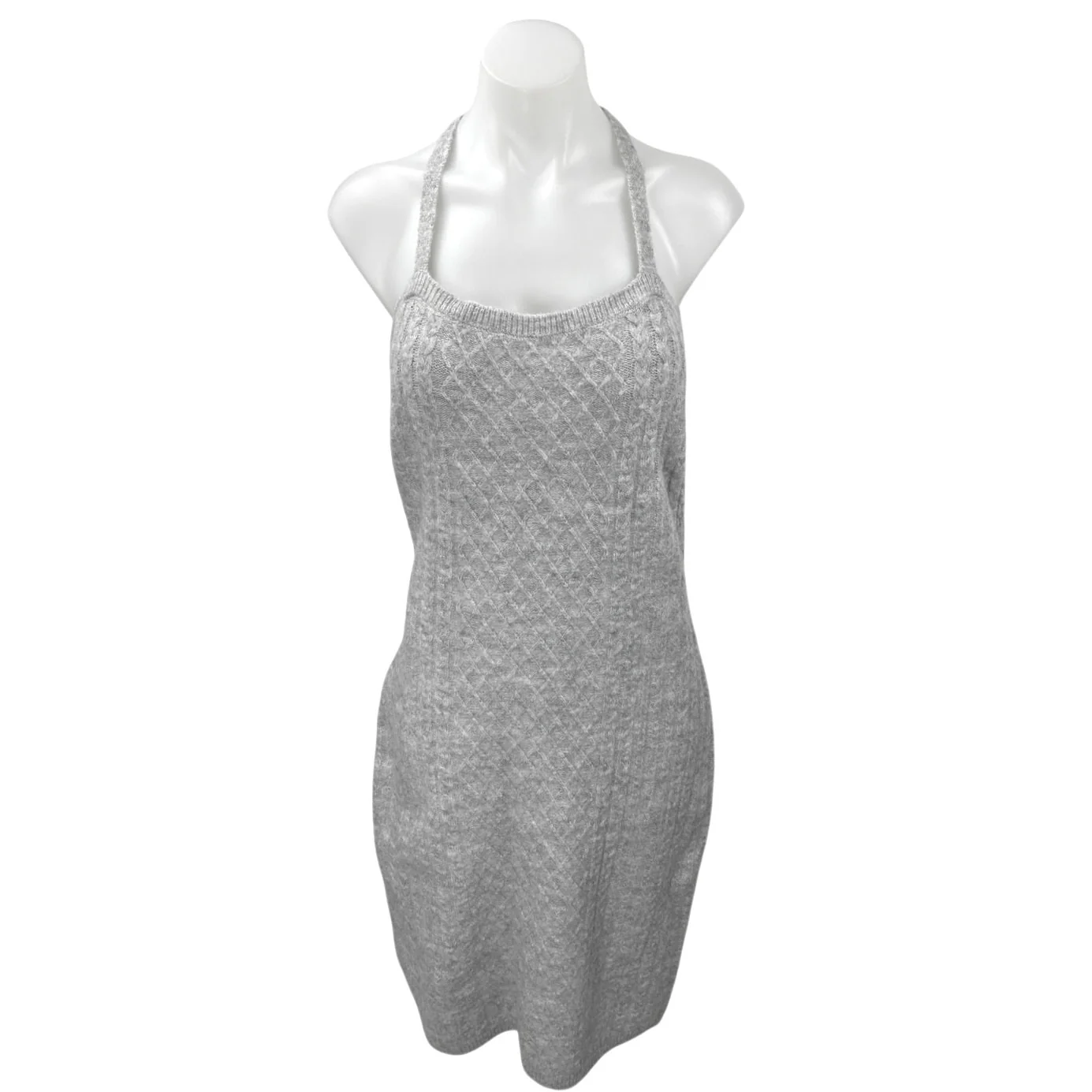 House of Harlow 1960 Gray Sleeveless Cable Knit Argyle Tank Sweater Mini Dress L