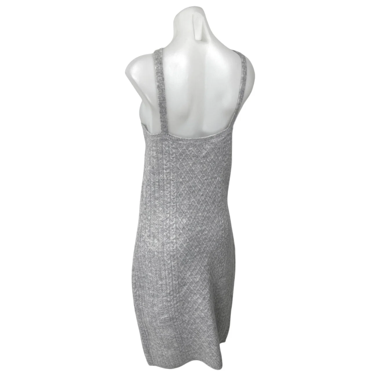 House of Harlow 1960 Gray Sleeveless Cable Knit Argyle Tank Sweater Mini Dress L - Image 2