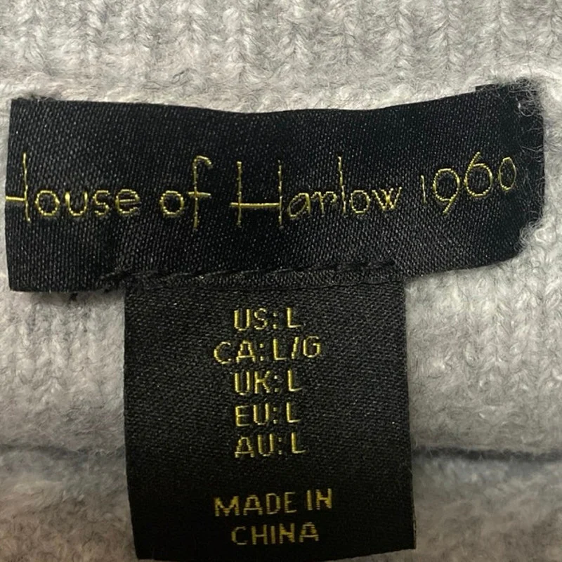 House of Harlow 1960 Gray Sleeveless Cable Knit Argyle Tank Sweater Mini Dress L - Image 3