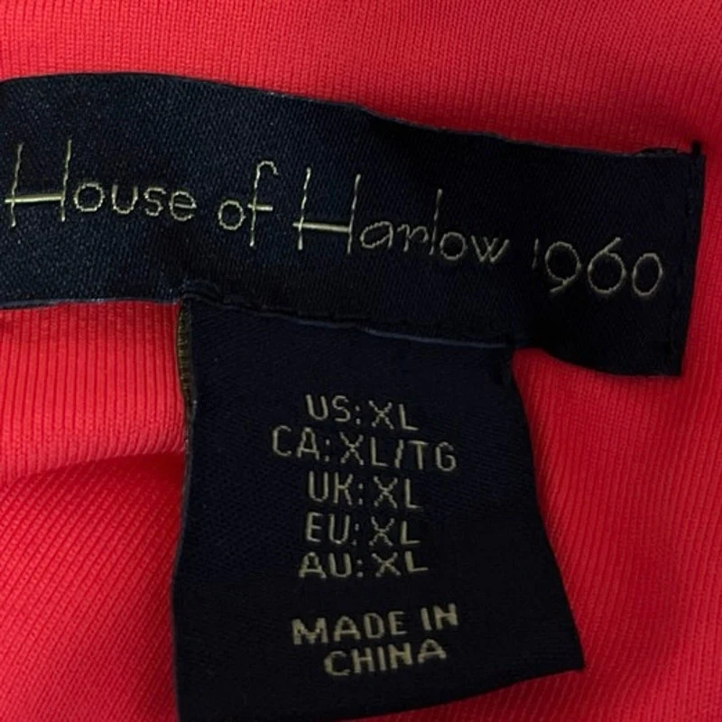 House of Harlow 1960 Red Orange Ribbed Sleeveless V-neck Thong Bodysuit Top XL - Image 3