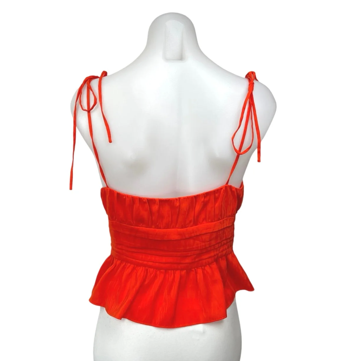 House of Harlow 1960 Red Sleeveless Tie Strap Peplum Cami Camisole Tank Top Sz S - Image 2