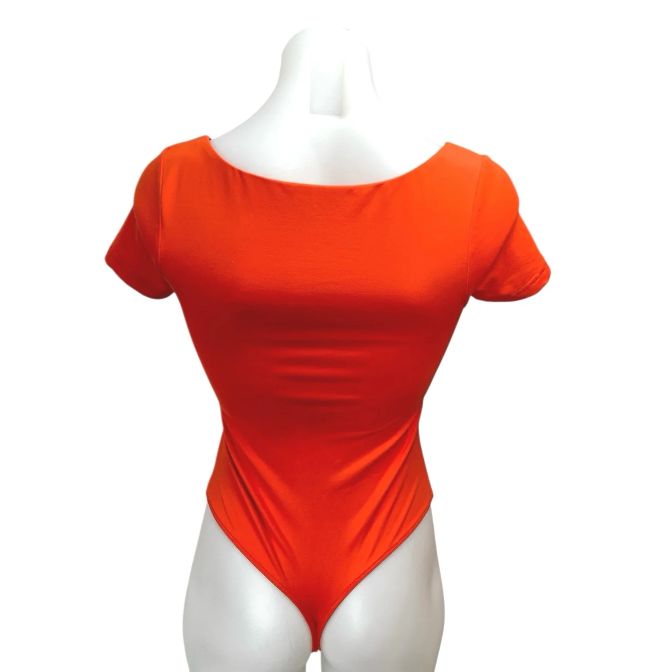 House Of Harlow 1960 Women's Red Orange Short Sleeve Square Neck Bodysuit Top XS - Image 2