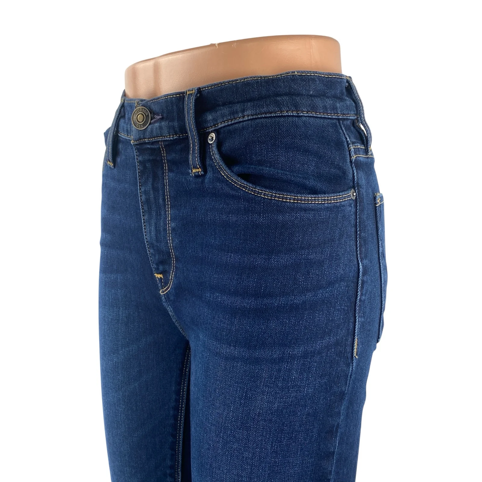 Hudson Women's Dark Blue Wash Mid Rise Skinny Bootcut Flare Denim Jeans Pants 28 - Image 2