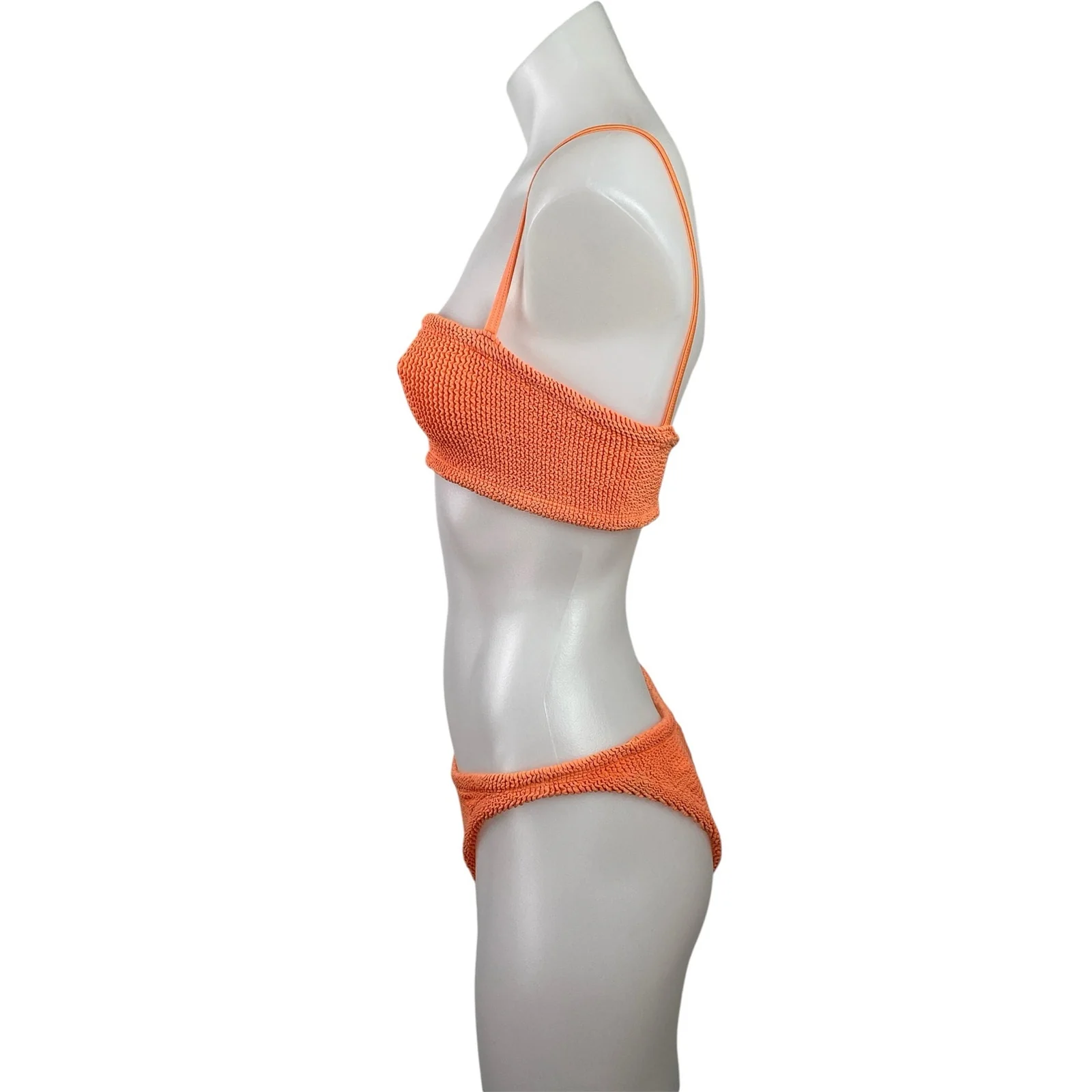 Hunza G Womens Orange Crochet Sleeveless Cami Swim Beach Two Piece Swimsuit Sz S - Image 2