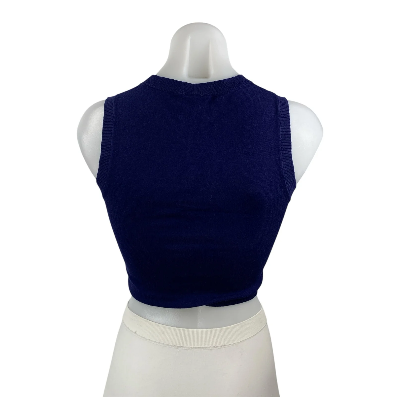Hype & Vice Women's Blue Sleeveless Crewneck Crop Sweater Vest Tank Top Size S - Image 2