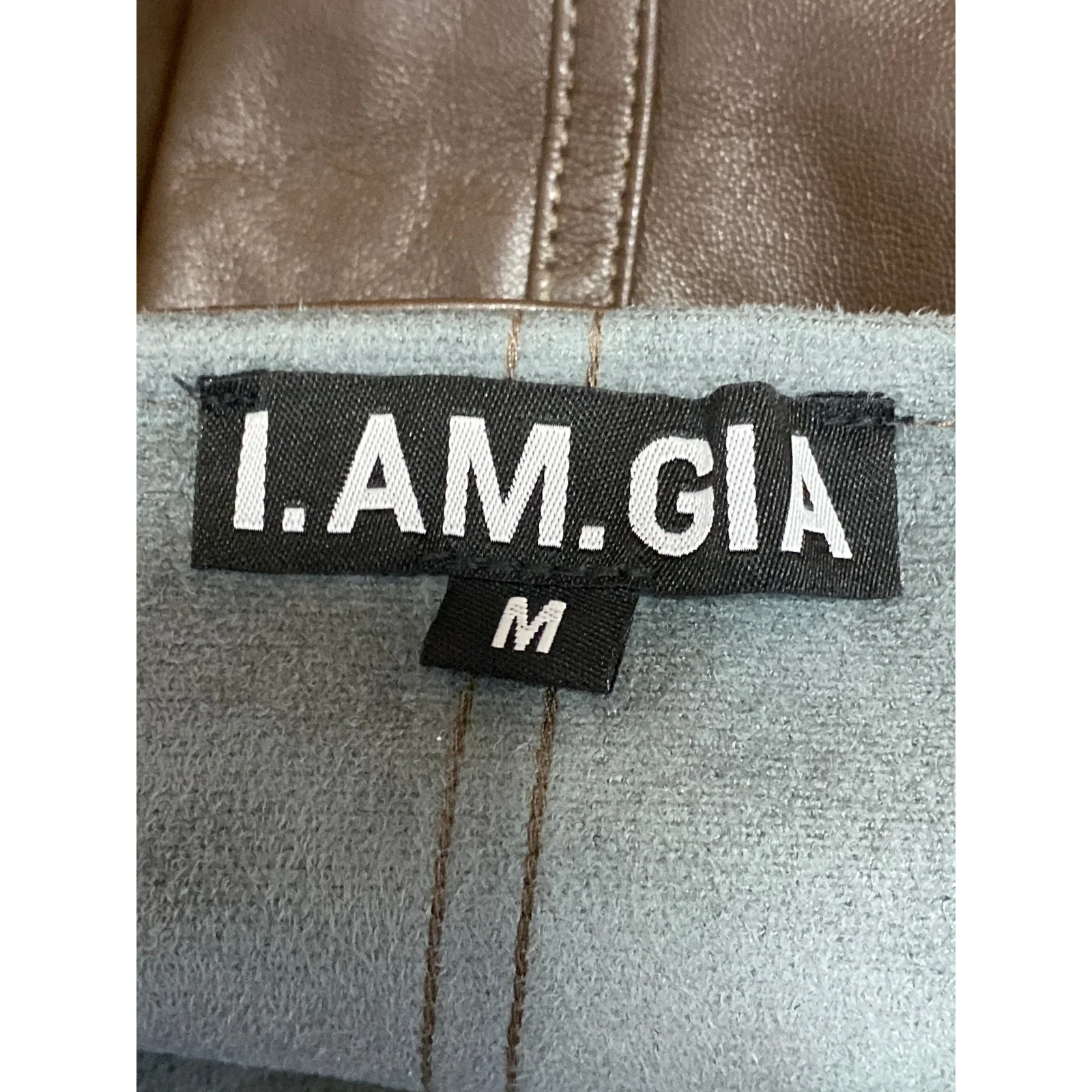 I.AM.GIA Brown Faux Leather Vegan Sweetheart Strapless Side Lace Up Crop Top M - Image 4