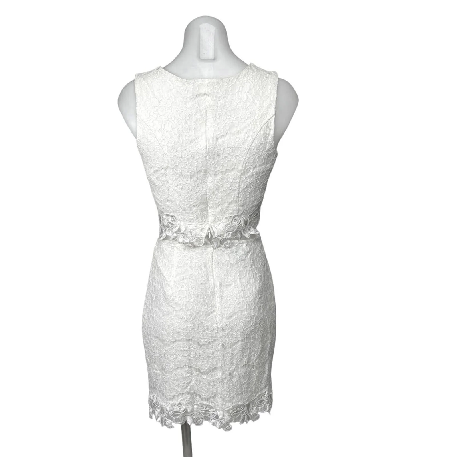 I.N. San Francisco White Cotton Lace Sleeveless Crop Top Mini Skirt Set Size S - Image 3