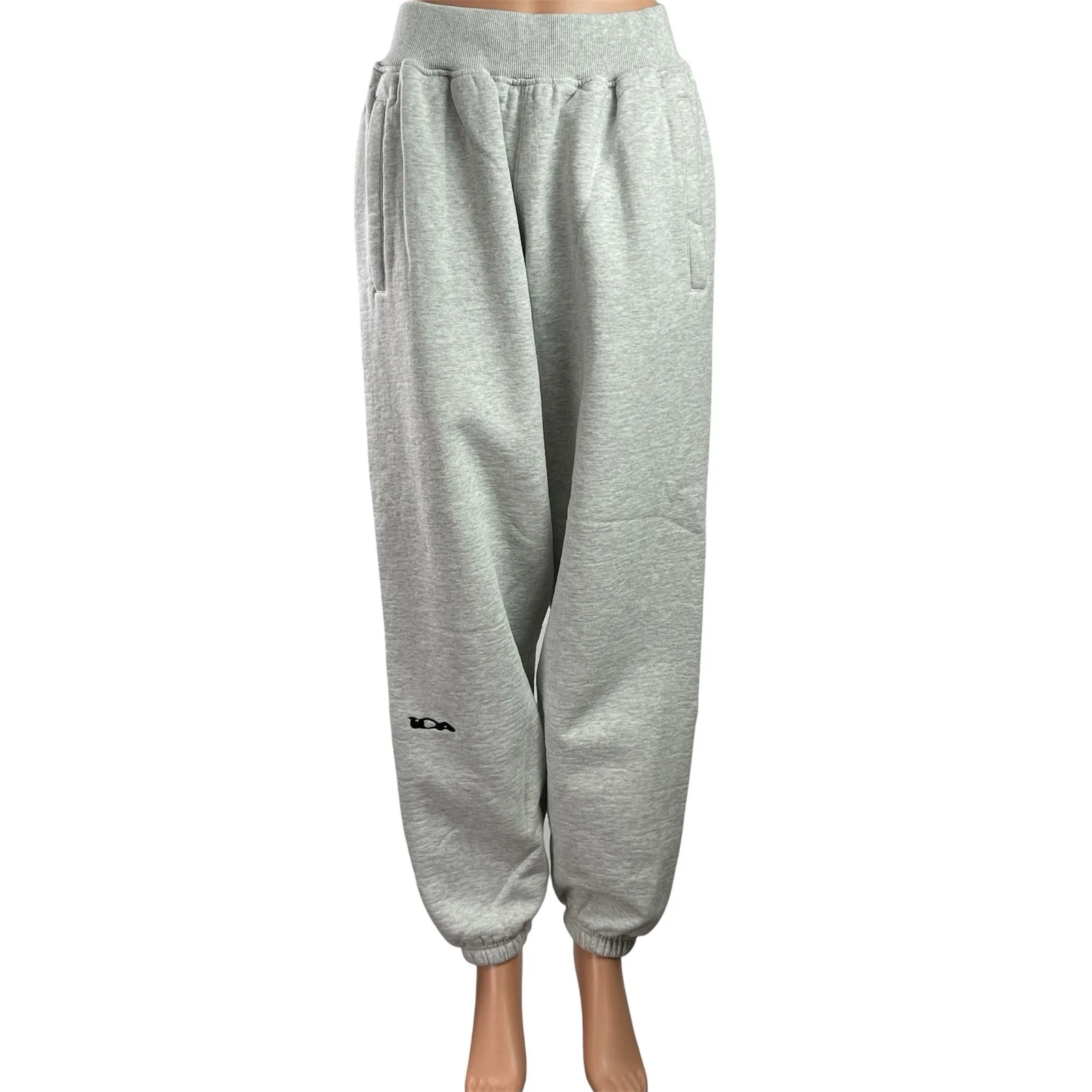 IDA Supply Womens Gray Fleece Logo Tapered Leg Lounge Jogger Sweat Pants Size L