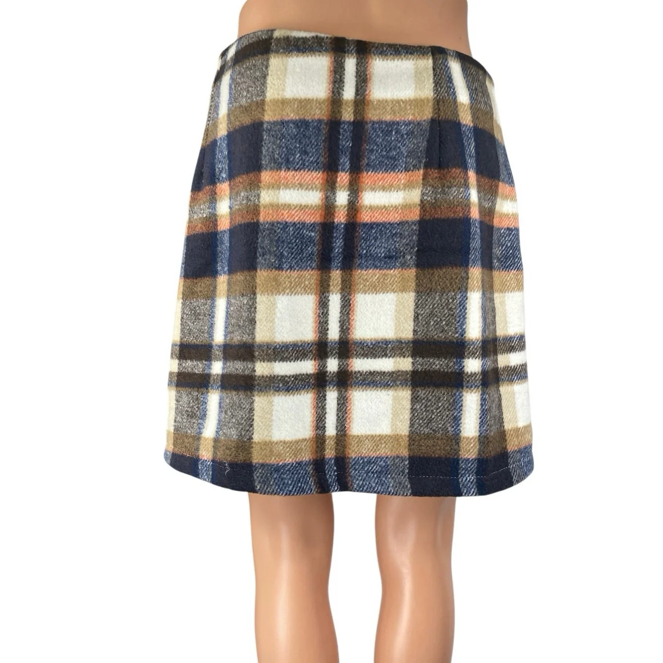 IDEALSANXUN Multicolor Wool Plaid Checkered Mini Straight Pencil Skirt Size XL - Image 3