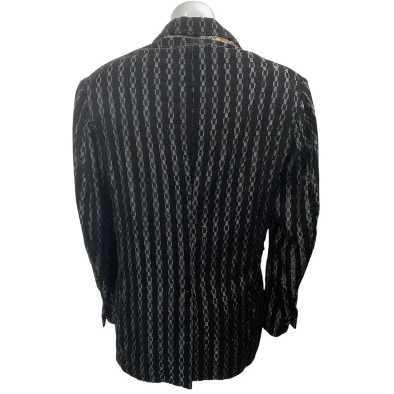 Ilona Women's Black Velvet Velour Striped Long Sleeve Blazer Coat Jacket Size S - Image 2