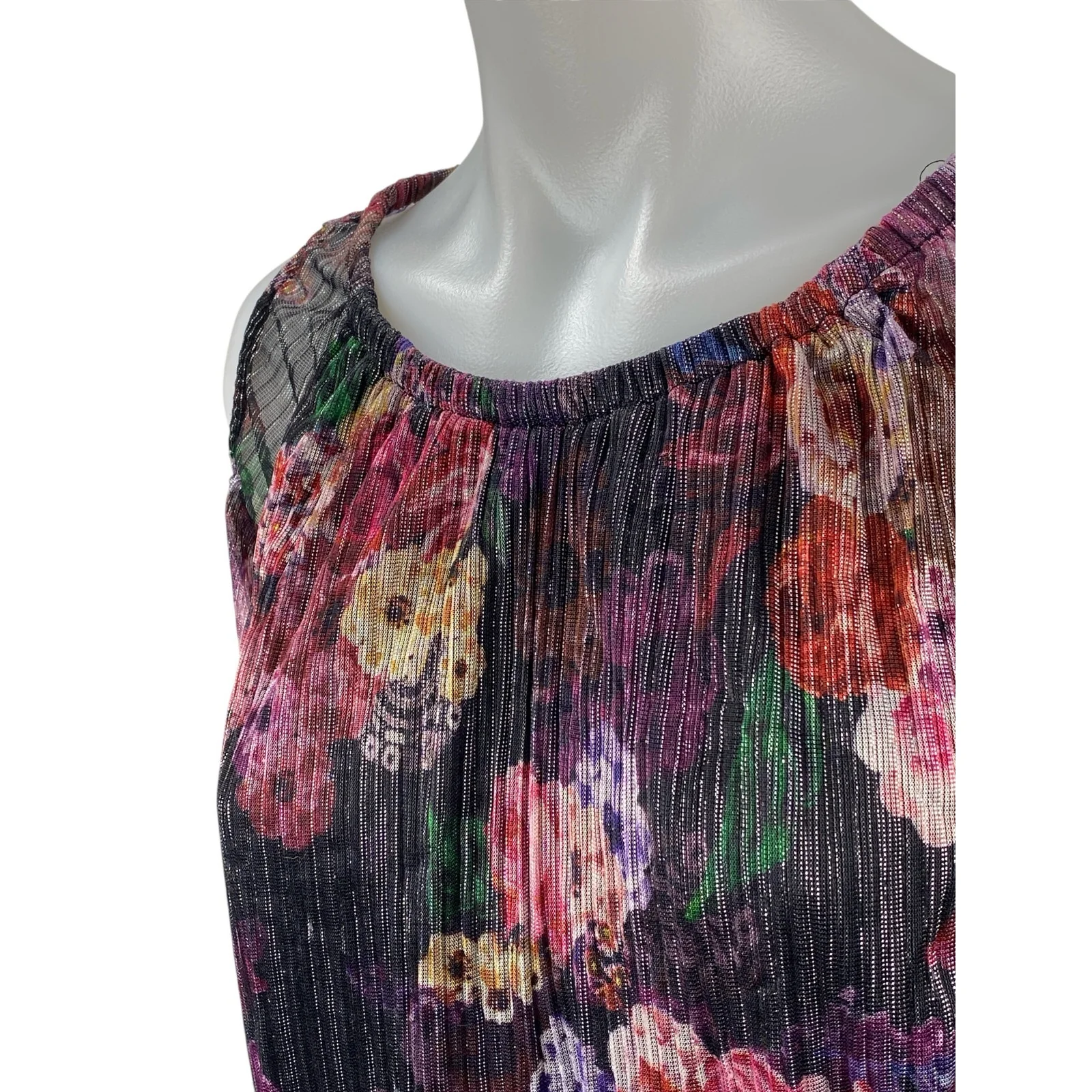 INC International Concepts Multicolor Floral Cold Shoulder Peasant Blouse Top XS - Image 3